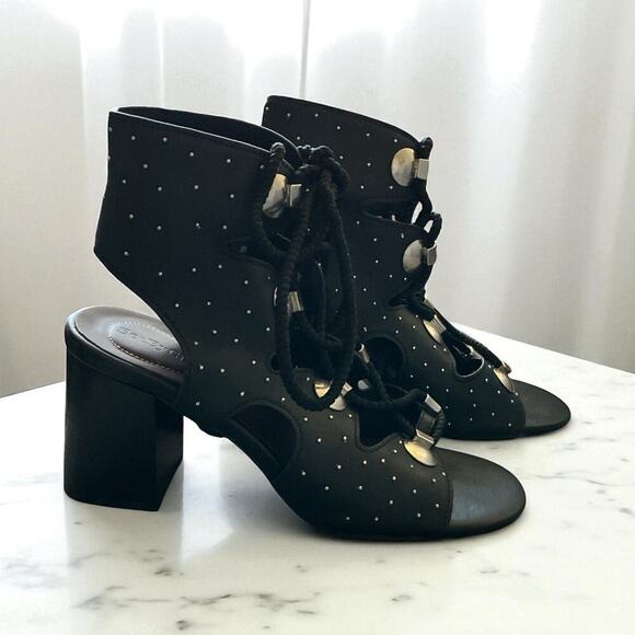 See by Chloé Black Leather Gladiator Sandals Lace Up Size 9 / IT 39 - Picture 2 of 13